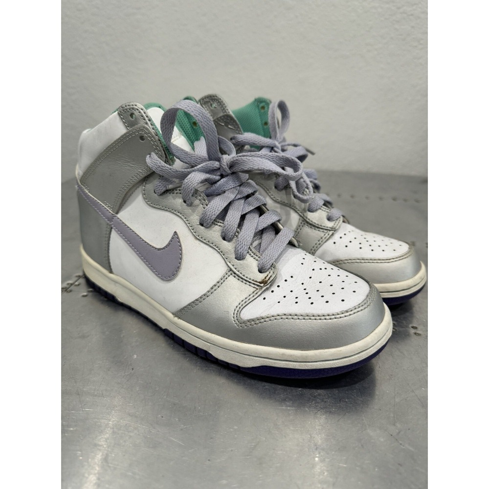 Nike Dunk High GG Size 5.5y Shoes White Purple Metallic Platinum 2009